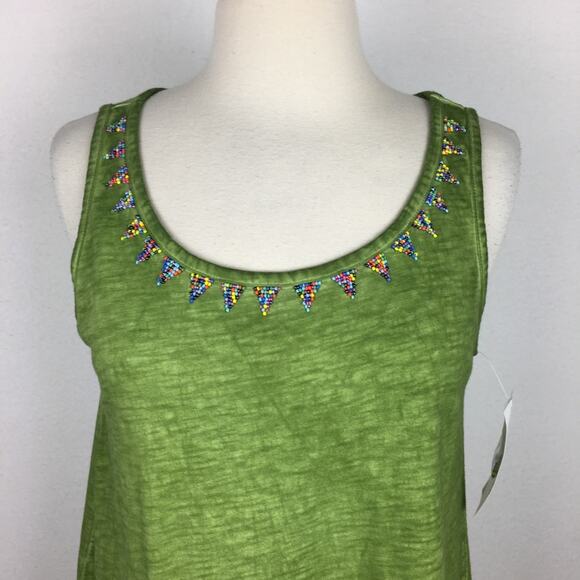 Soft Surroundings NWT Green wasabi green Beaded Tank XS - Picture 3 of 7
